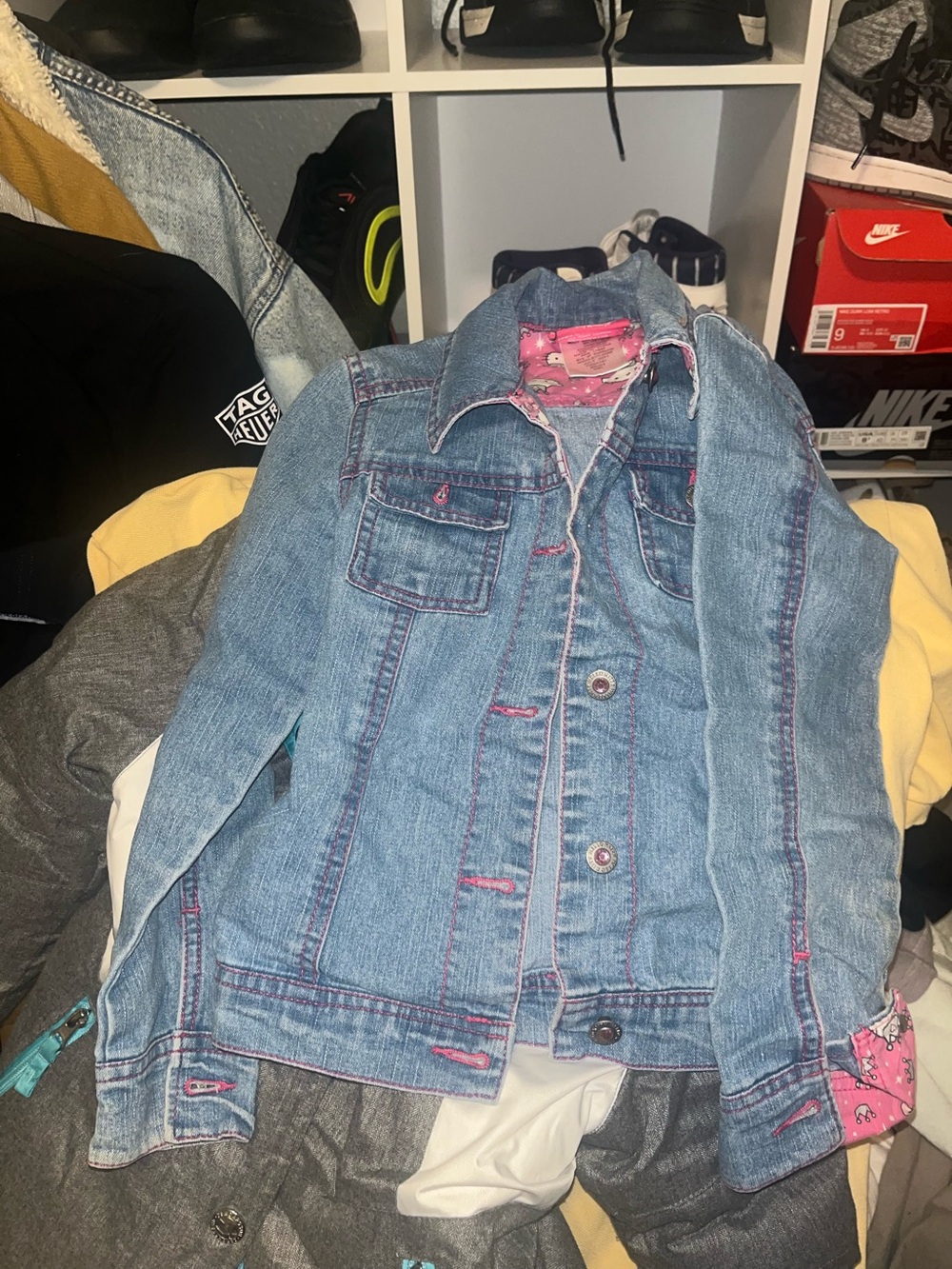 Hello Kitty Denim Jacket with Pink Trim, little girls